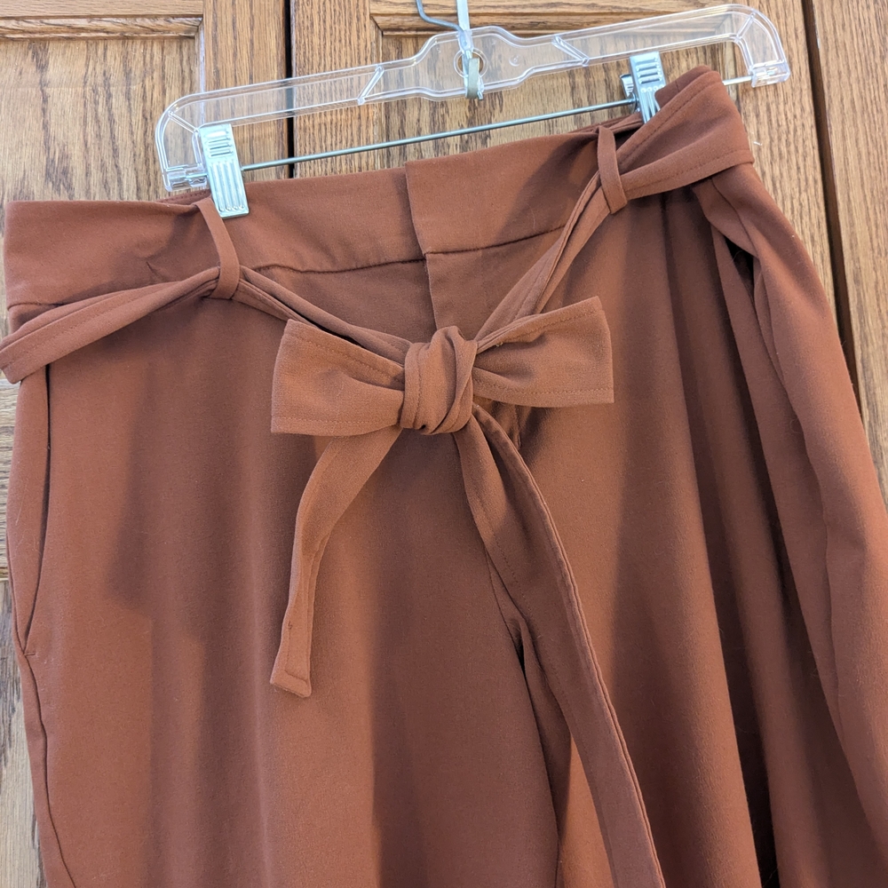 A New Day Rust Brown Pants With Tie-Belt